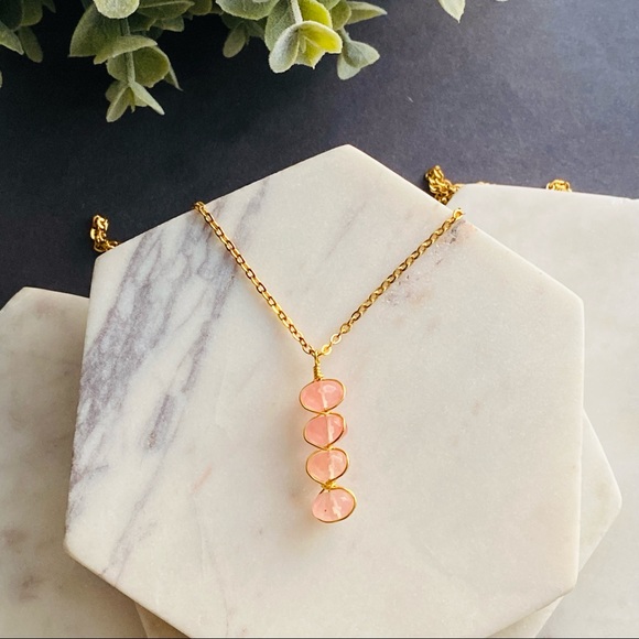 Cherry Quartz Jewelry set Pendant Necklace Dangle Earrings crystal jewelry - Picture 7 of 9